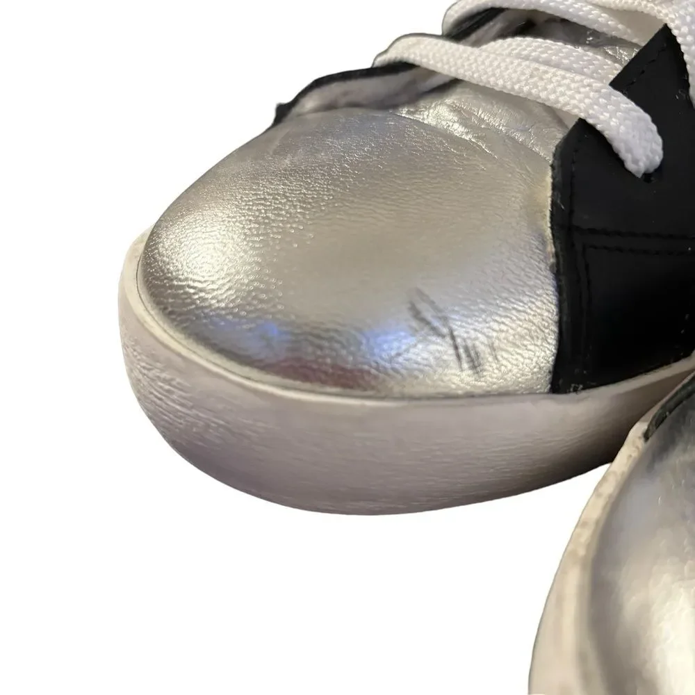L’idea by Lori Silver Leather Slide Fleece Lined Sneakers Sz 40